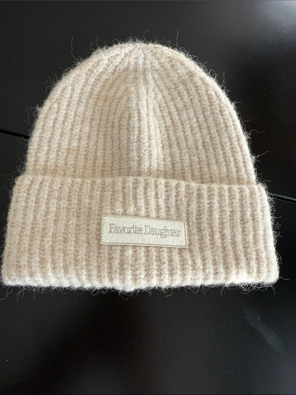 Favorite Daughter Soft Cream Ribbed Beanie
